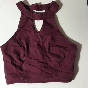 Charlotte Russe Burgundy Keyhole Crop Top